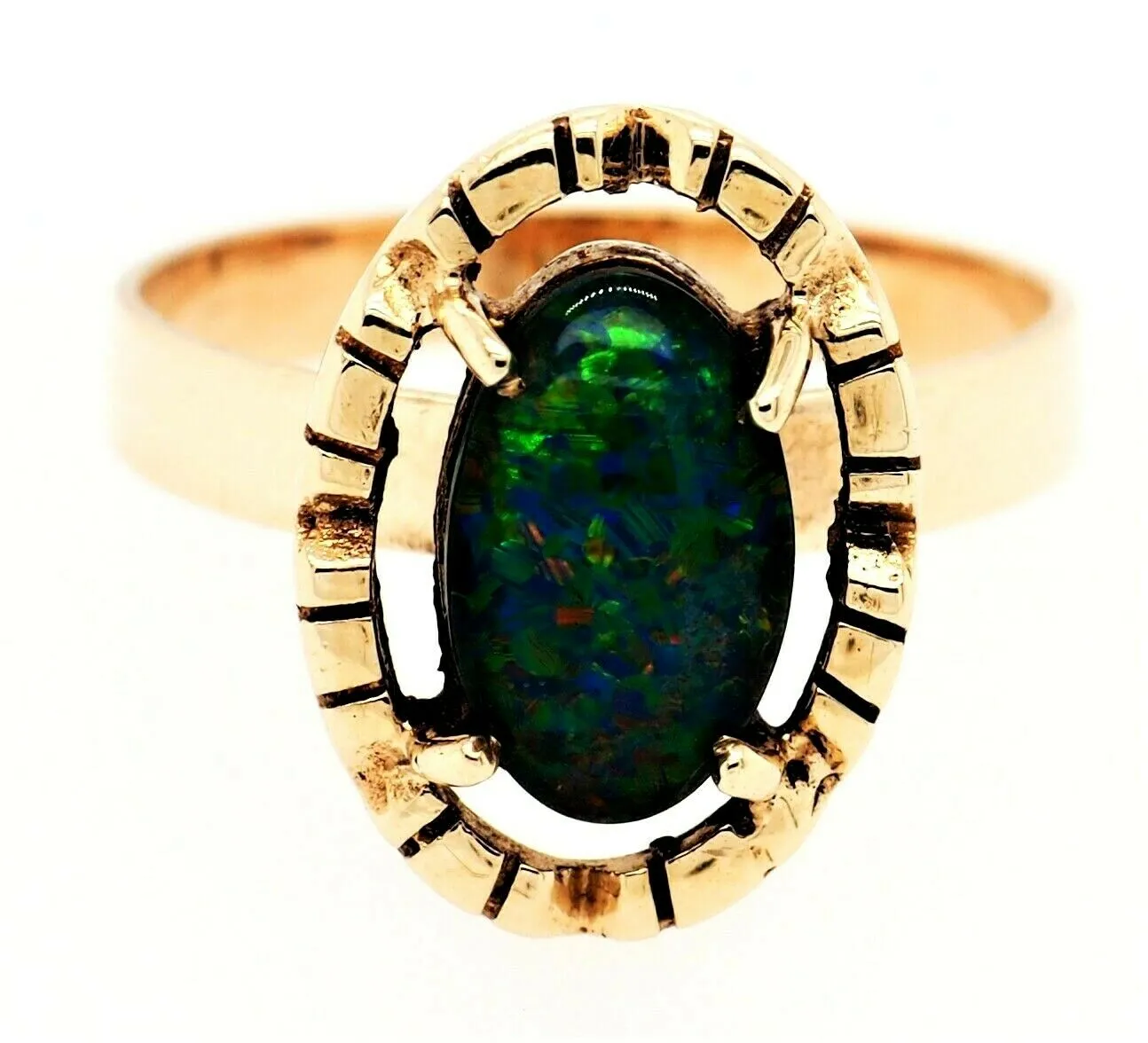 Opal Triplet Dress 9ct Yellow Gold Ring Fine Jewellery Blue Green Flashes