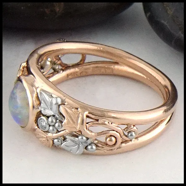 Opal with Celtic Ivy Gold ring