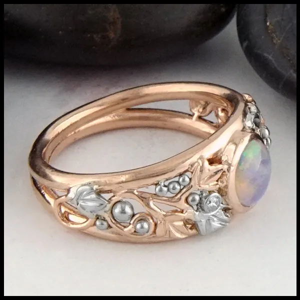 Opal with Celtic Ivy Gold ring