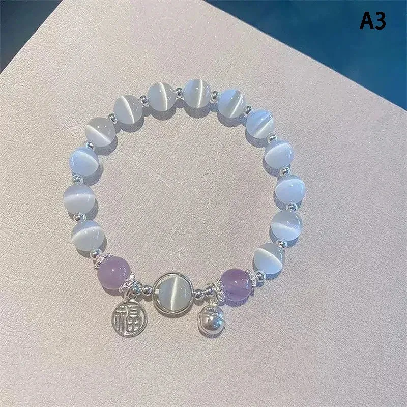 Original Opal Sea Blue Treasure Moonlight Crystal Bracelet Light Luxury Elastic Bracelet For Girls Women Jewelry Accessories