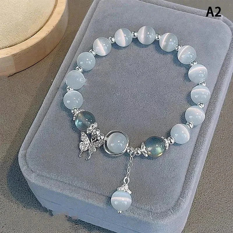 Original Opal Sea Blue Treasure Moonlight Crystal Bracelet Light Luxury Elastic Bracelet For Girls Women Jewelry Accessories