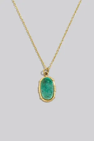 Oval Green Stone Pendant Necklace