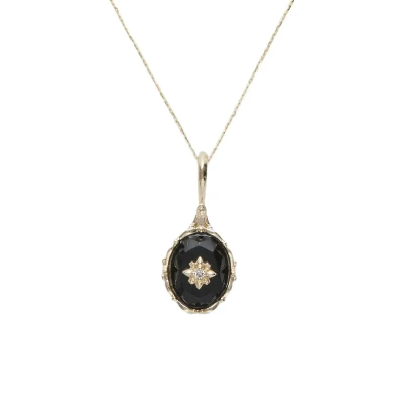 Palace Style Retro Onyx Pendant Necklace