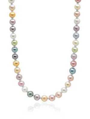 Pastel Pearl Necklace with Silver