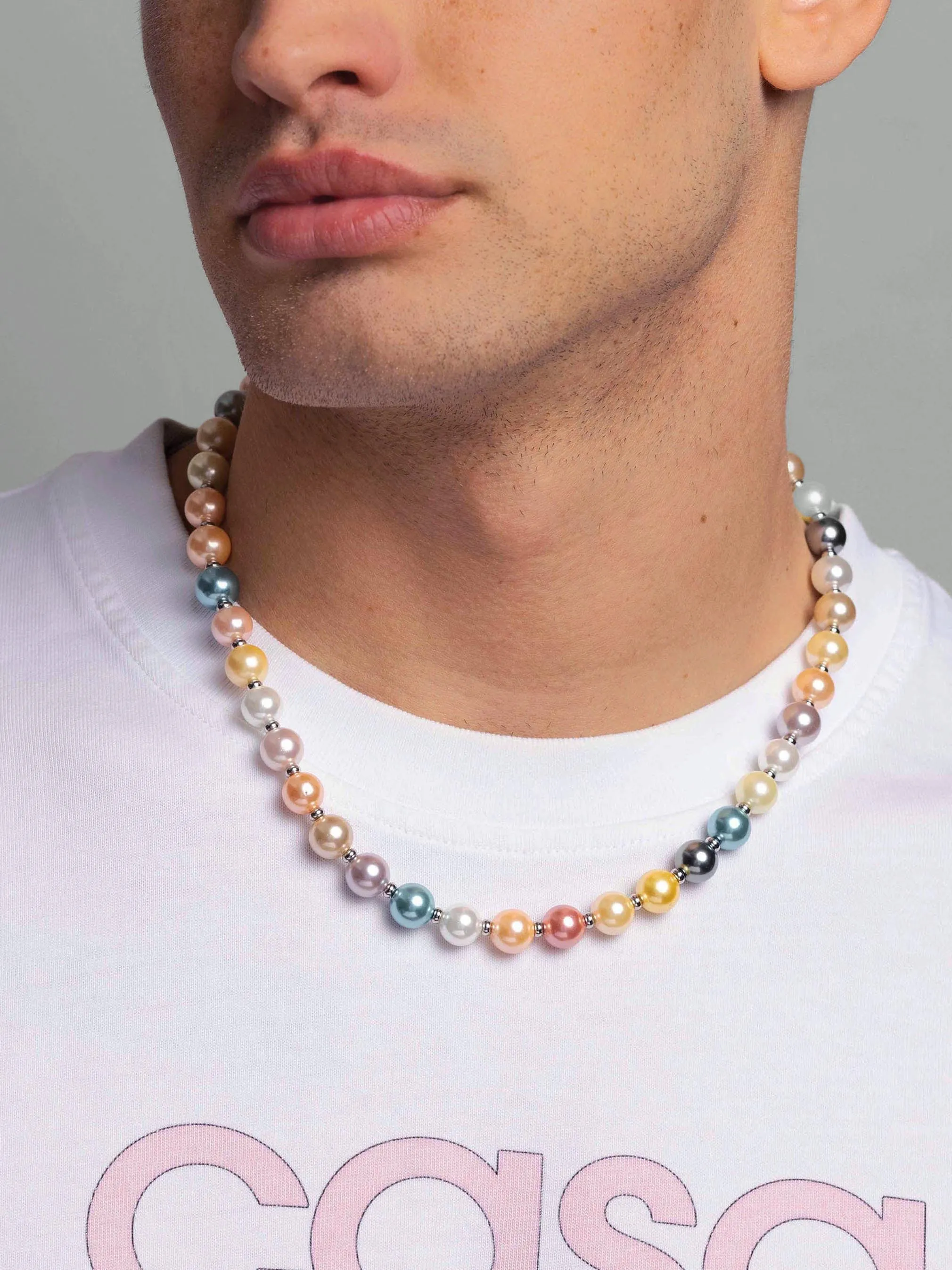 Pastel Pearl Necklace with Silver