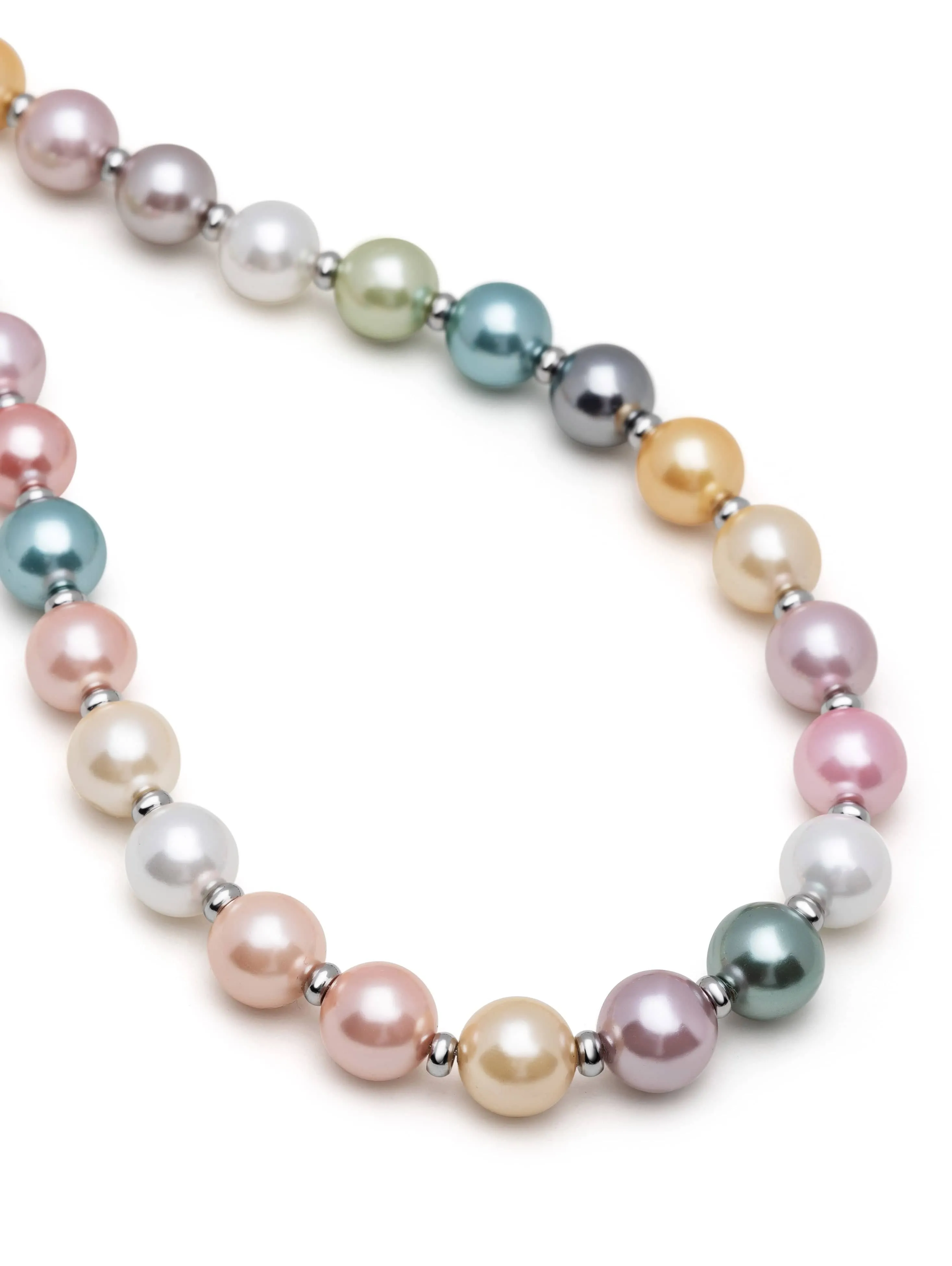 Pastel Pearl Necklace with Silver