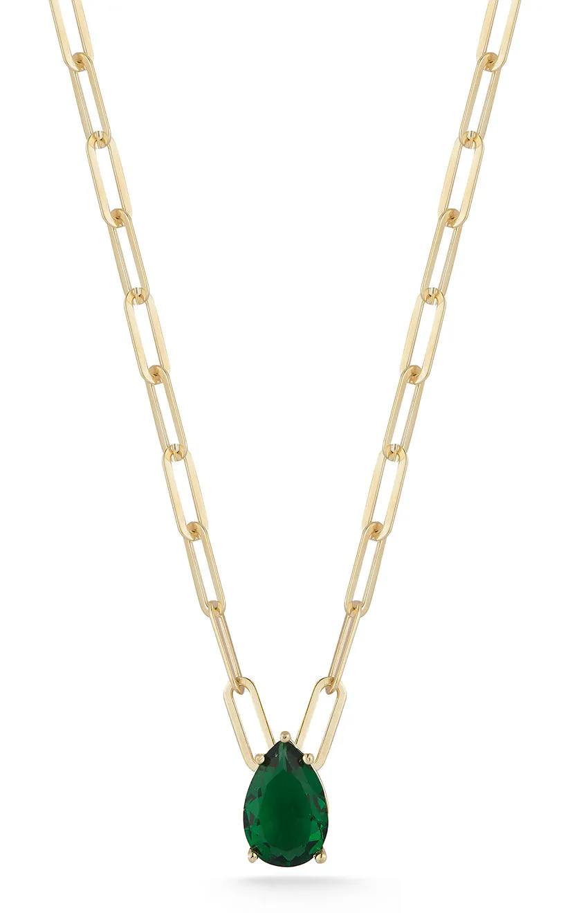 Pear Cut Link Necklace