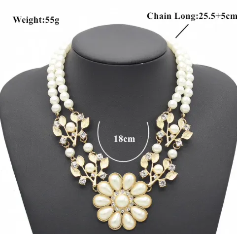 Pearl Statement Flower Necklace