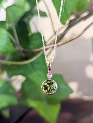 Peridot and Diamond Bezel Pendant