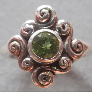 Peridot Swirl Ring R127SSP by Richelle Leigh