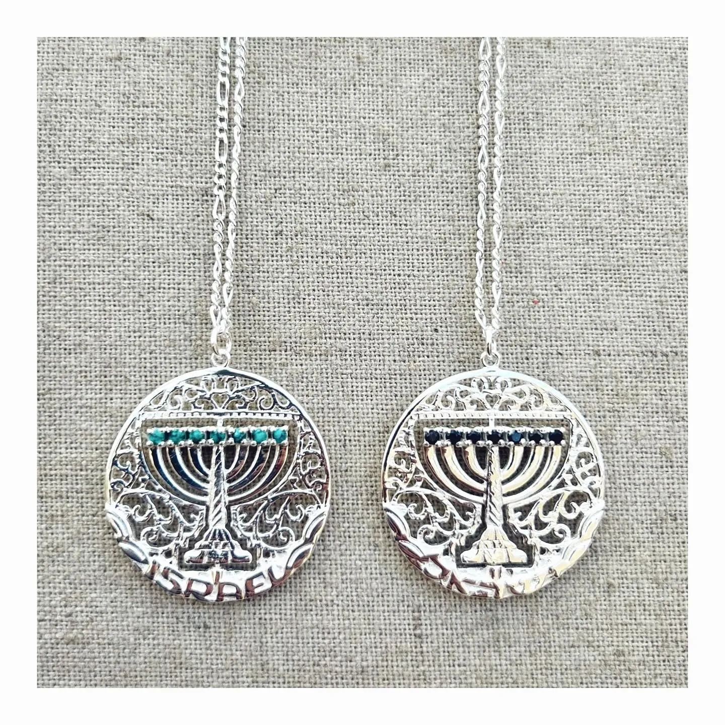 "Mémé" Silver Spinning Menorah Necklace