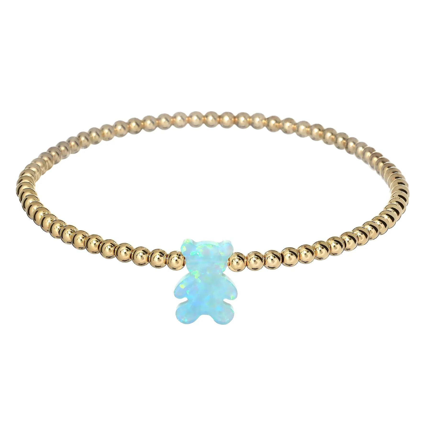 "TEDDY BEAR" Opal Charm with Tarnish-Free Ball Beads