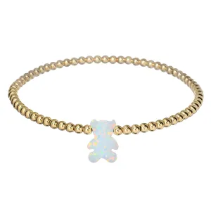 "TEDDY BEAR" Opal Charm with Tarnish-Free Ball Beads