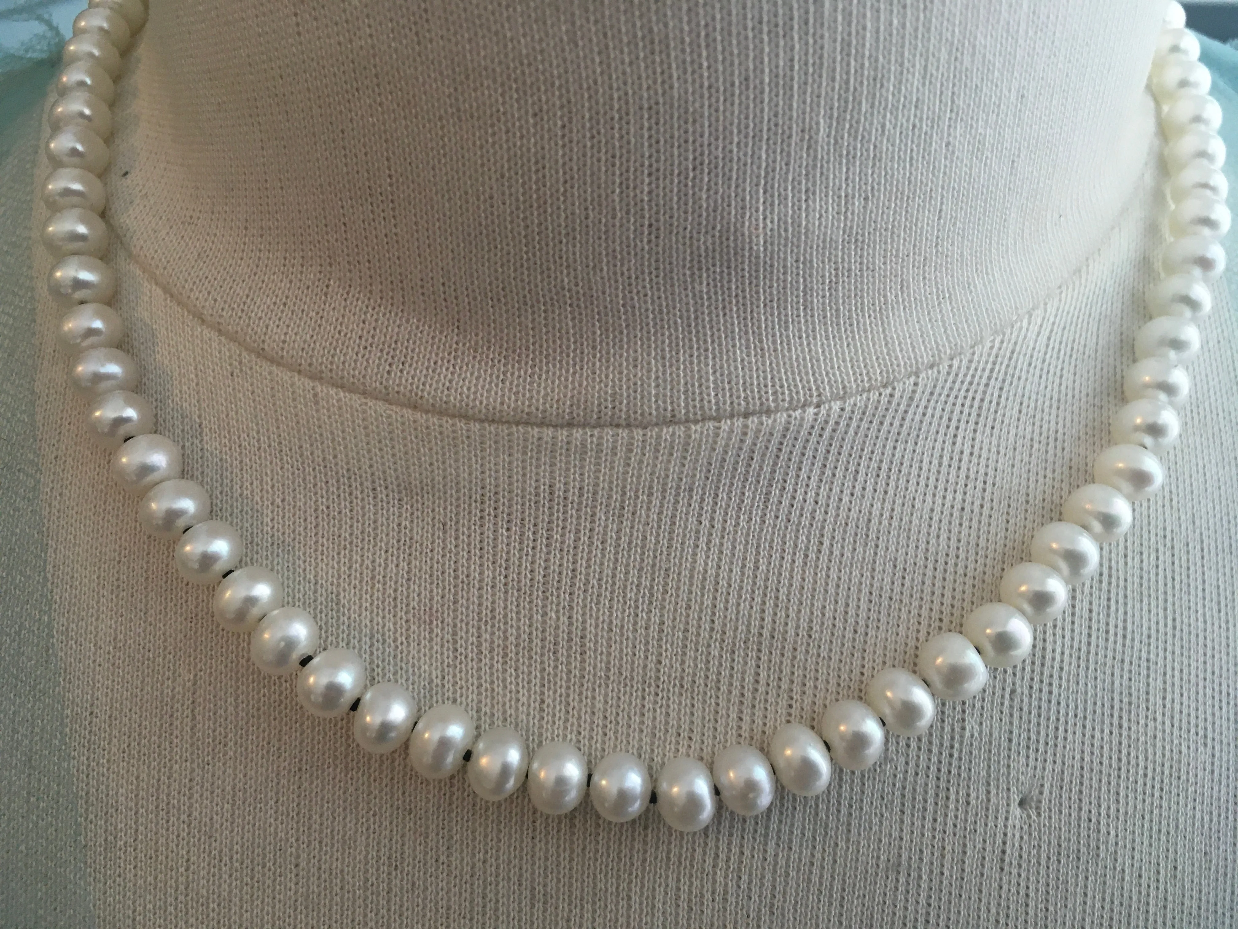 Real Pearl Necklace for Men | Single Strand Choker | Cultured Freshwater Pearls | Black Knotting