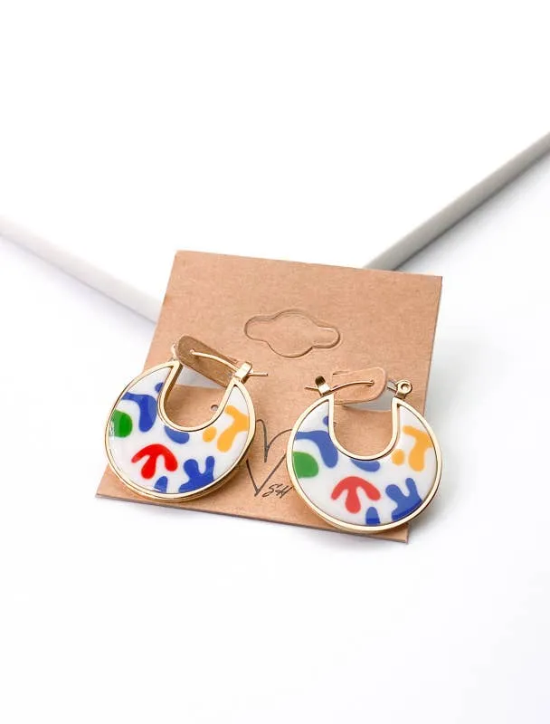 Retro Reef Enamel Disc Earrings