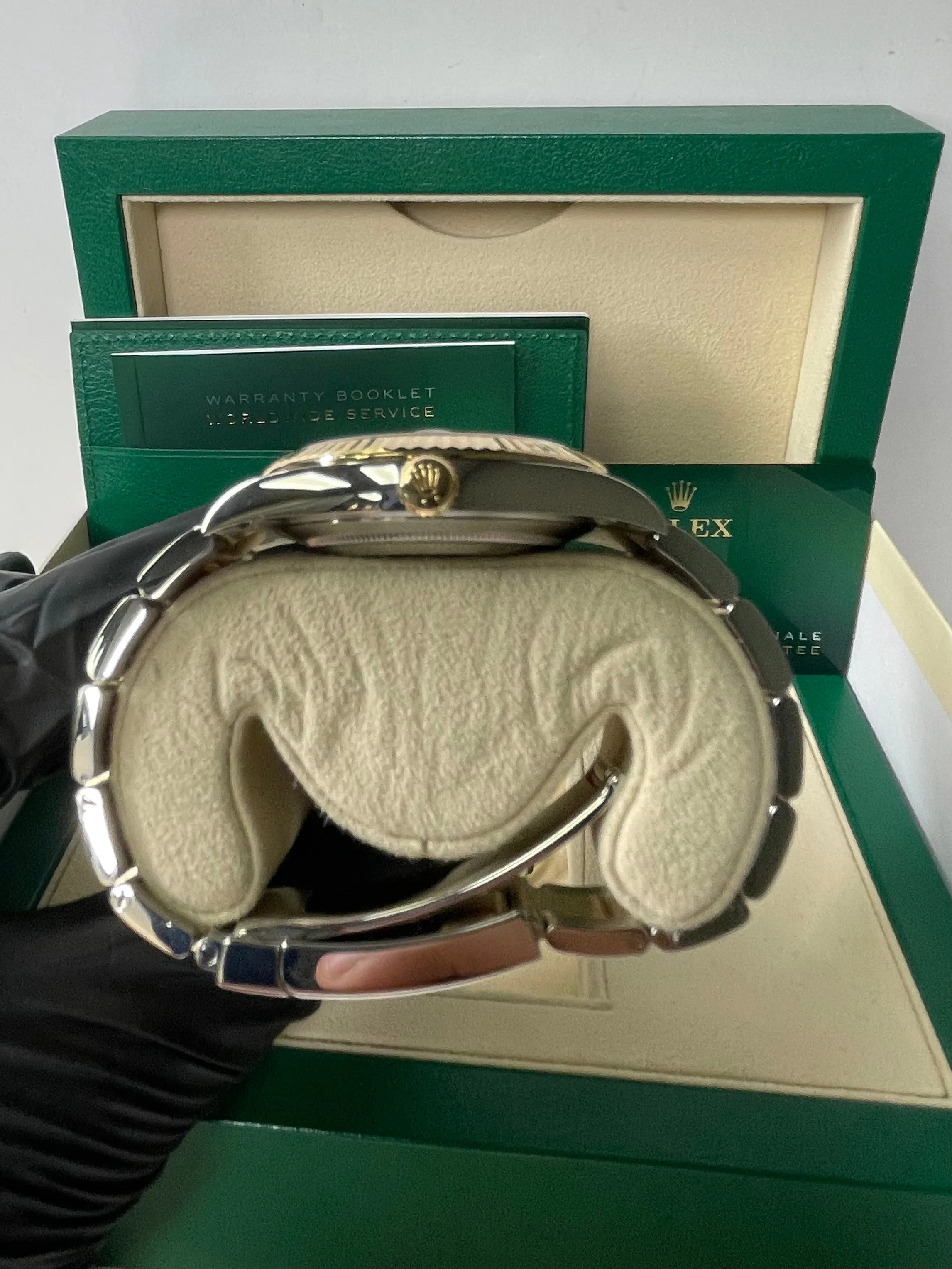 Rolex Datejust 41 Yellow Gold & Steel Fluted Bezel White Mother Of Pearl Diamond Dial Oyster (Ref # 126333)