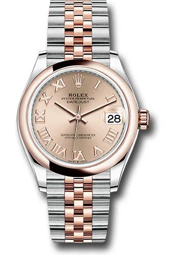 Rolex Steel and Everose Gold Datejust 31 Watch - Domed Bezel - Dark Rhodium Index Dial - Jubilee Bracelet 278241 rorj