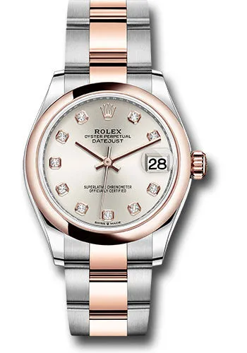 Rolex Steel and Everose Gold Datejust 31 Watch - Domed Bezel - Rose Diamond Dial - Oyster Bracelet - 278241 sdo