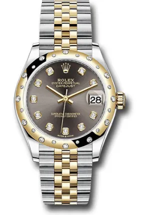 Rolex Steel and Yellow Gold Datejust 31 Watch - Domed Diamond Bezel - Dark Grey Diamond Dial - Jubilee Bracelet 278343 dkgdj