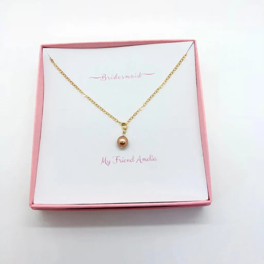 Rose Gold  Pearl Bridesmaid Necklace