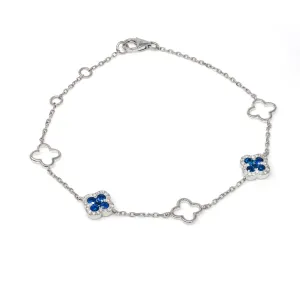 Sapphire Clover Chain Bracelet - 9ct