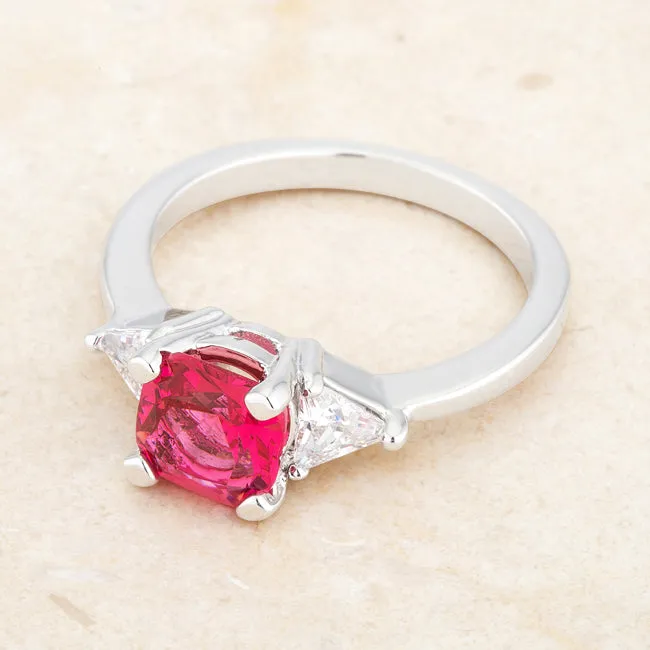 Shonda Three Stone Fuchsia Pink Cocktail Ring | 2ct