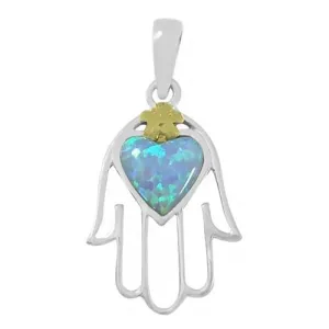 Silver Heart Hamsa & Gold Pendant