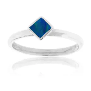 Square On Point Opal Inlay Ring