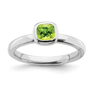 Sterling Silver Stackable Expressions Cushion Cut Peridot Ring