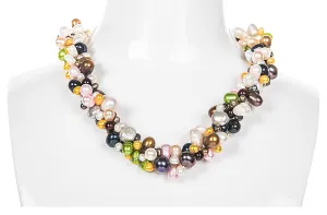 Triple Multi-Color Freshwater Pearl Necklace