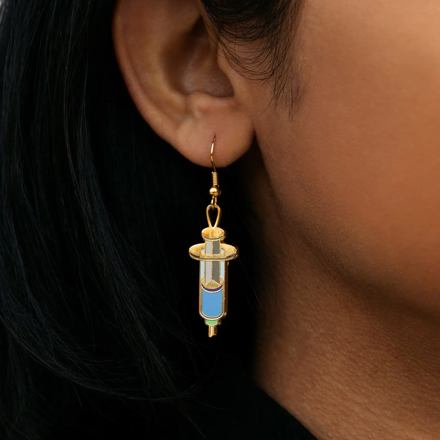 Vaccine Syringe Drop Earrings