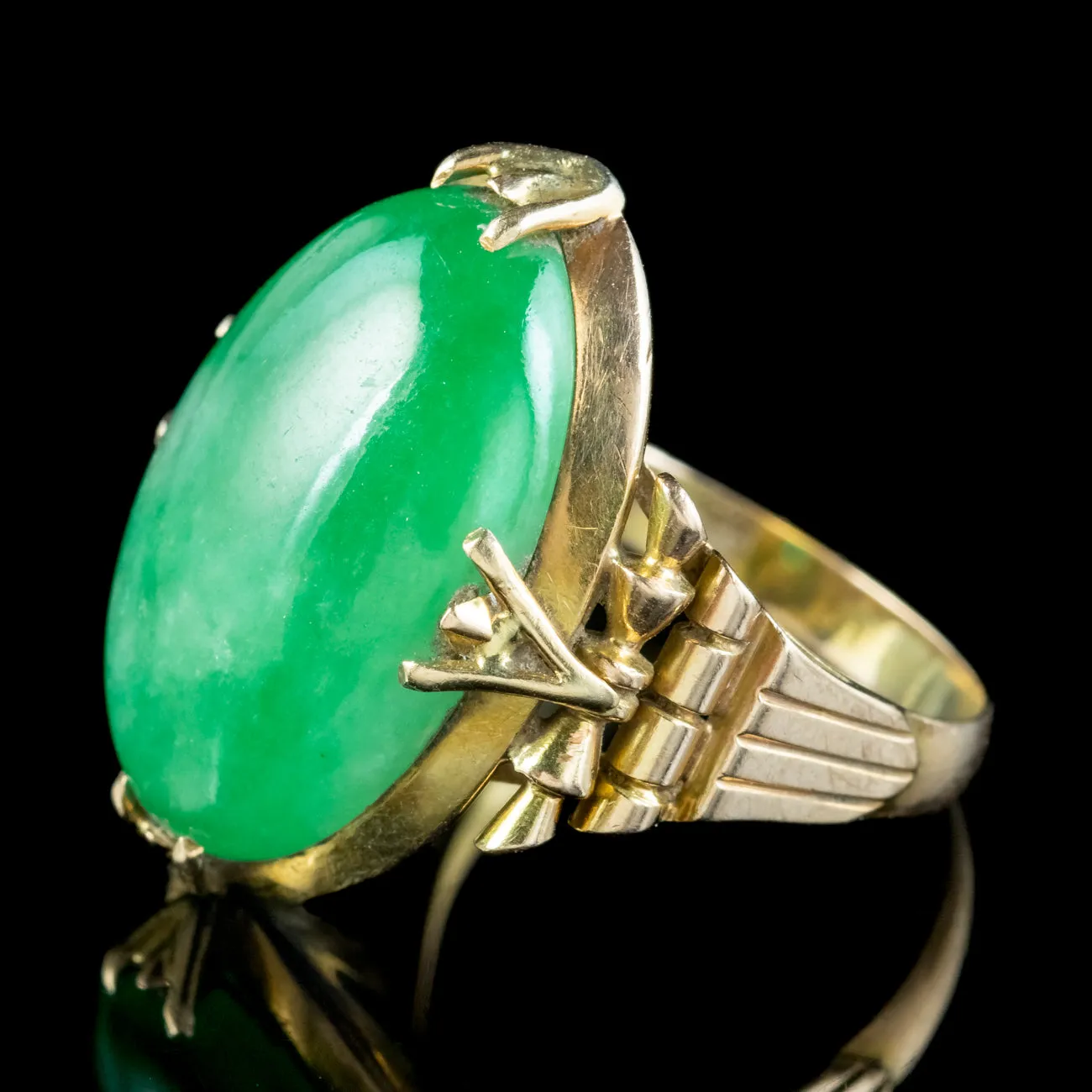 Vintage Jade Cocktail Ring 10ct Stone