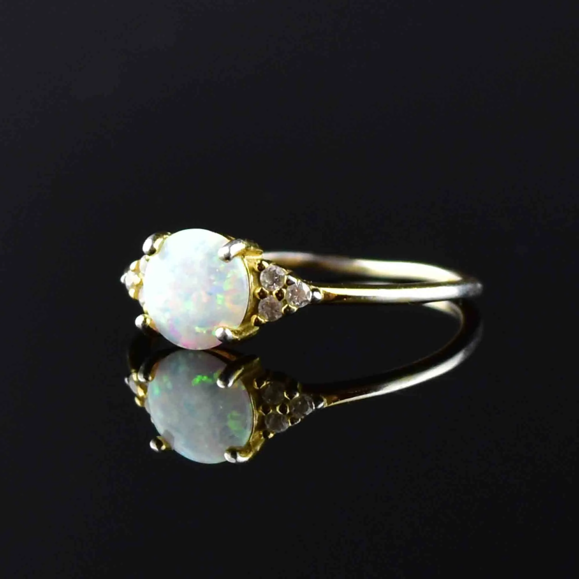 Vintage Silver Opal Quartz Ring, Sz 8.75