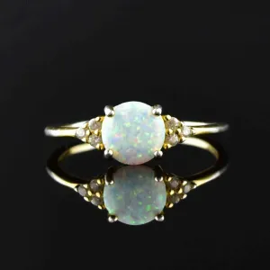 Vintage Silver Opal Quartz Ring, Sz 8.75