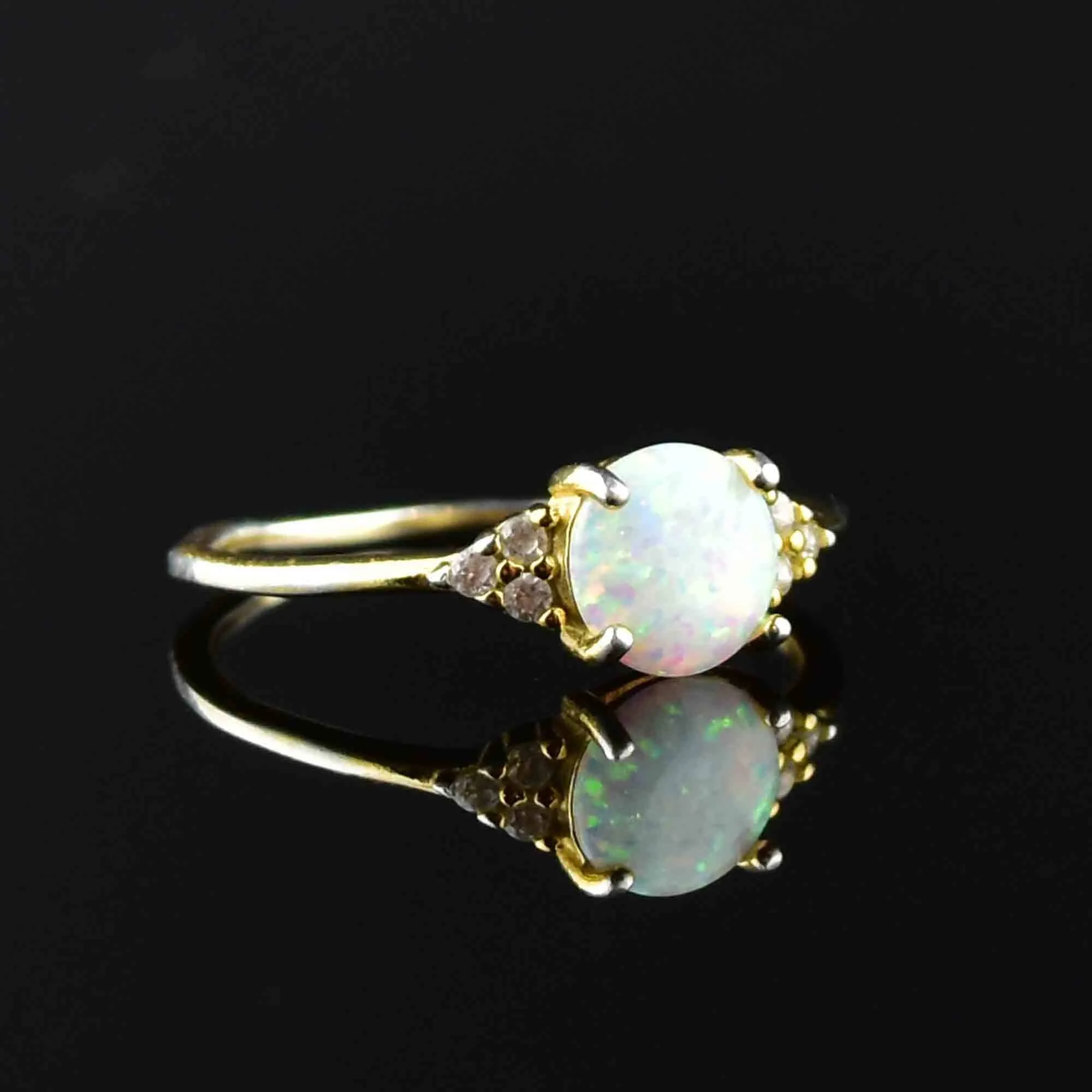 Vintage Silver Opal Quartz Ring, Sz 8.75