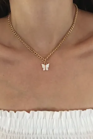 White Butterfly Necklace