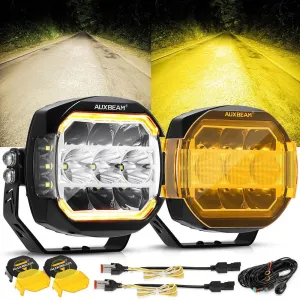 XP-ULTRA Series 5 Inch 174W LED Side Shooter Pod Lights with White DRL&Amber Turn Signal Light